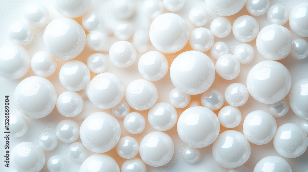 Poster a mesmerizing multitude of smooth white spheres interspersed across a bright surface, offering a dyn