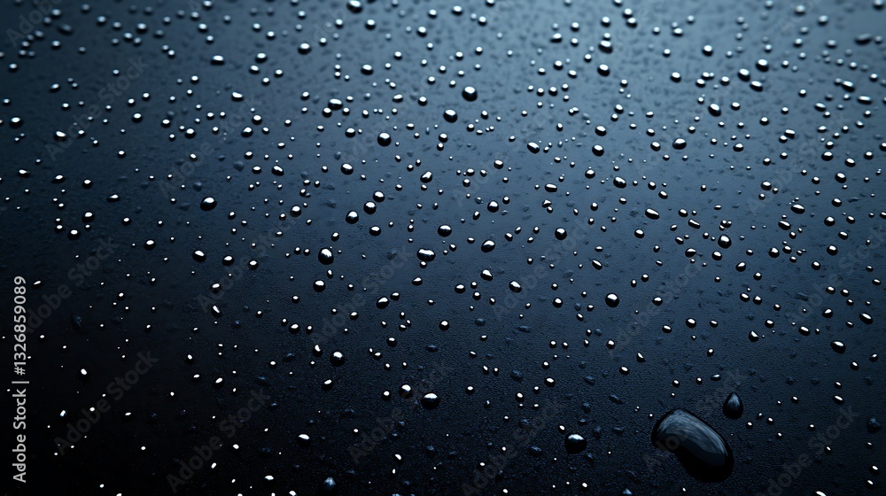 Fototapete close-up of water droplets on a dark surface, creating a textured, abstract pattern.