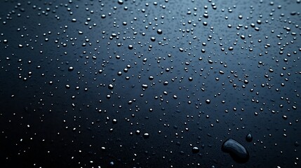 Close-up of water droplets on a dark surface, creating a textured, abstract pattern.