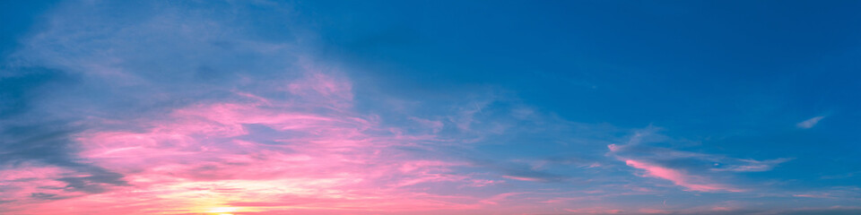 Beautiful cloudy sky at sunrise. Gradient color. Sky texture. Abstract nature background