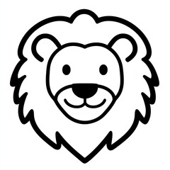 Obraz premium Cheerful Lion Face A Simple Black Outline Illustration of a Happy Lion