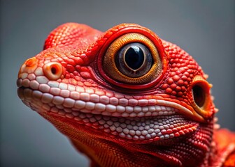 Fototapeta premium Fashion Photography: Vibrant Red Lizard with Large Eyes, Ready for Adventure