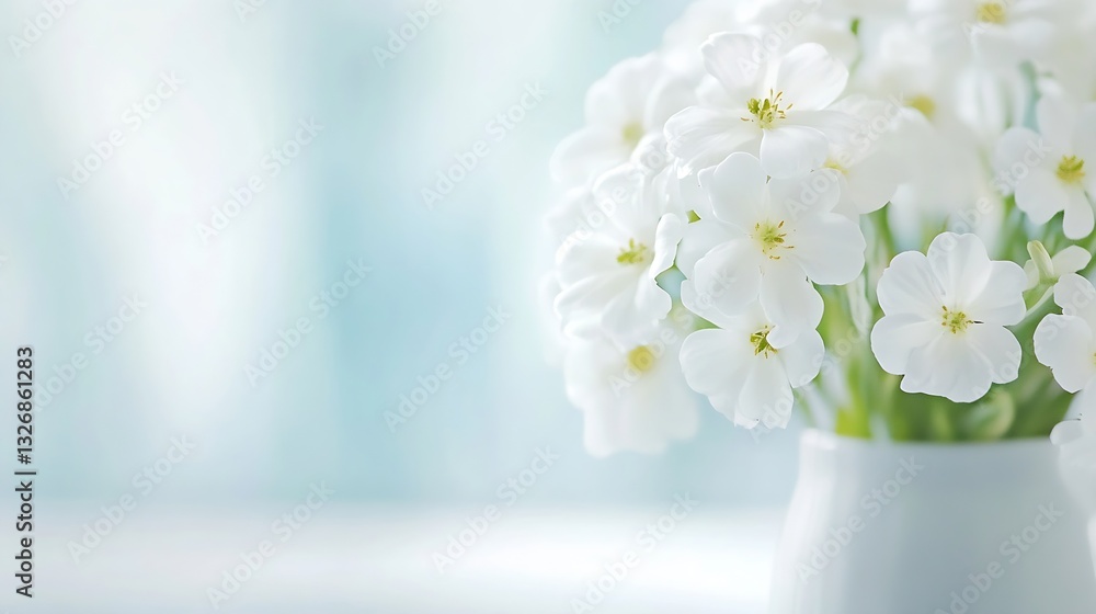 Aufkleber elegant arrangement of white flowers in a vase with soft background for a serene atmosphere : genera
