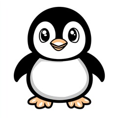 Obraz premium Adorable Penguin Cartoon Character,Smiling Cheerfully Against White Background