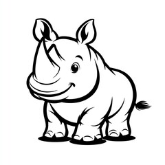 Naklejka premium A Cheerful Rhino, a Delightful Creature, Stands Smiling, a Happy Icon of Wildlife