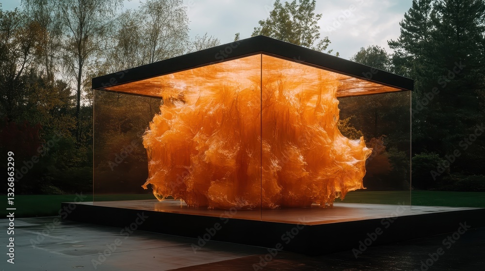 Poster a striking abstract sculpture that resembles swirling fluid forms captivates viewers with its captiv