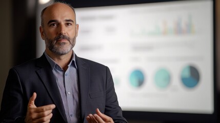 Confident Businessman Presenting Financial Data