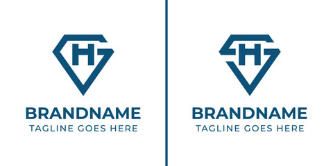 Fototapeta premium Letter GH and SH Diamond Modern Logo Set, for luxury brands, high end jewelry companies, or premium services