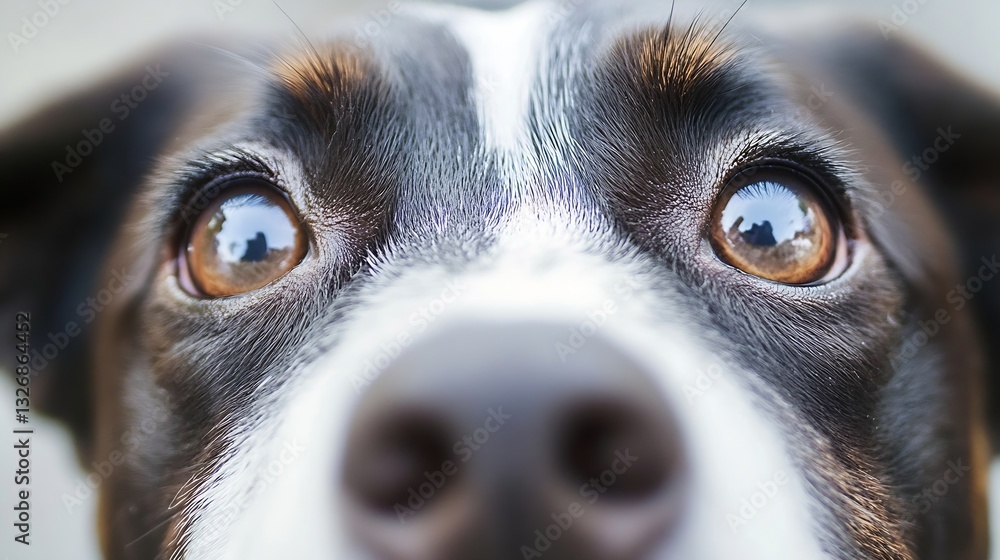 Aufkleber close up of a dog's face showing gleaming brown eyes and a charming expression in natural light : ge