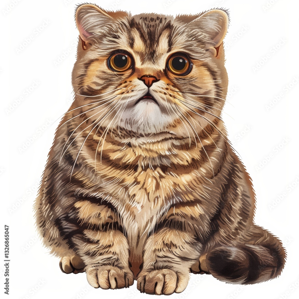 Poster playful scottish fold kitten with mischievous expression and text below