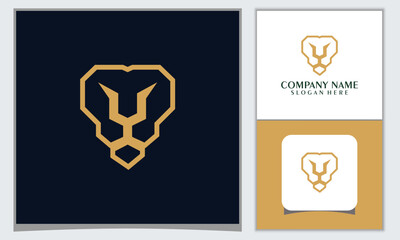 abstract head lion minimalist logo icon design template