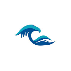 Naklejka premium dynamic blue ocean wave with a double crest showing the energy and movement of the sea in a clean and modern design high quality png isolated on transparent background