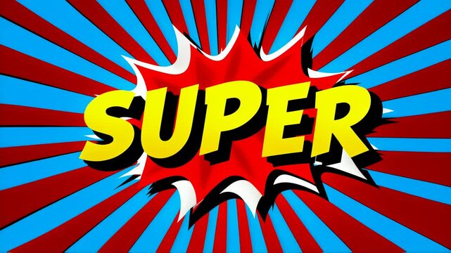 Super Comic Book Style Text Animation. 4K Video Background with Zoom Effect. Ideal for Superhero Content, Cartoons, and Retro Pop Art Projects.