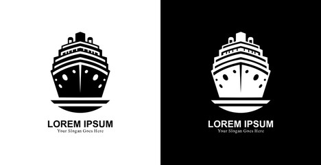 cruise ship logo design with front view and modern style