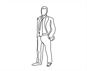 Continuous one line drawing of successful businessman, hand drawn style vector illustration	