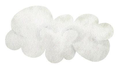 Soft watercolor Cloud illustration in gentle pastel shades. Art of sky object in pastel colors for baby shower invitations, nursery decoration or kids birthday invitations. Drawing of fluffy element.