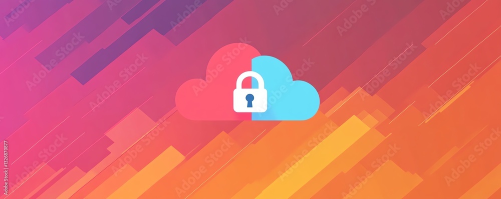 Aufkleber stylized cloud icon with integrated padlock, abstract design symbolizing cloud security, cybersecuri