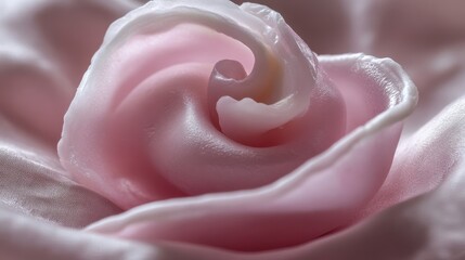 Delicate Pink Rose Petal on Soft Satin Fabric Close-Up Image