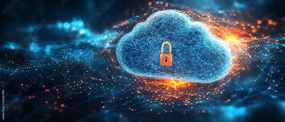 Poster secure cloud data concept.