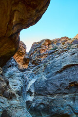 Rugged Ice Box Canyon Cliffs Upward View in Warm Light