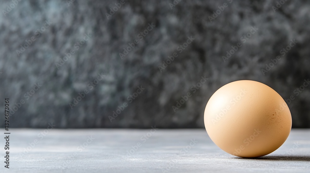 Poster single brown egg on a gray stone surface creating a minimalist aesthetic : generative ai