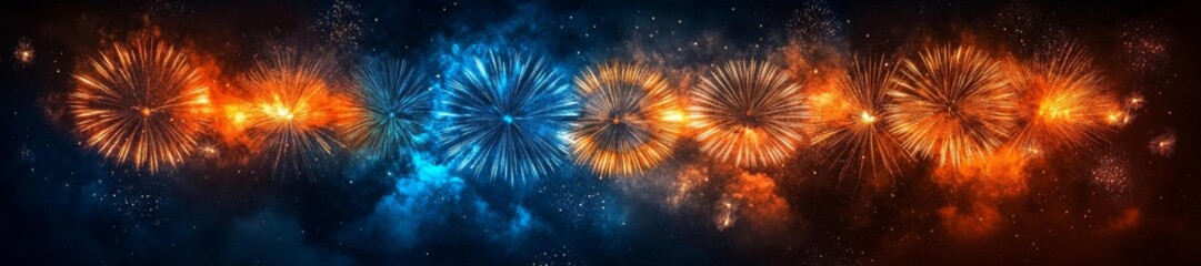 Vibrant fireworks display with rich colors and festive atmosphere for celebration. Generative AI