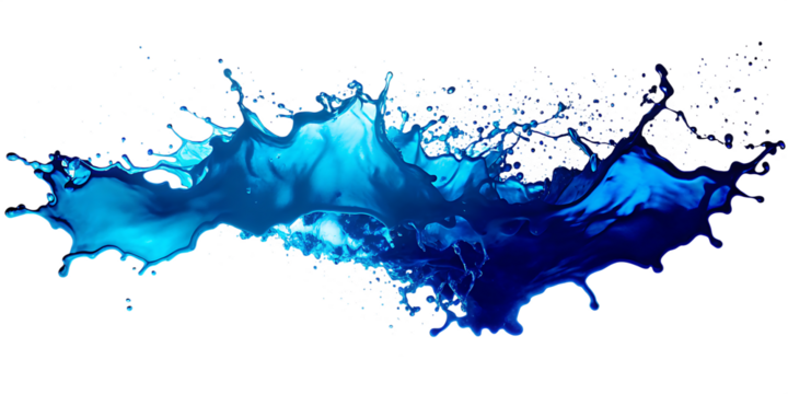  blue paint splashes png on a colored isolated on white background PNG , AI GENERATED