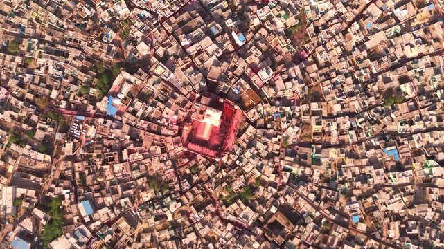 drone shot of shri nand baba temple holi celebration
