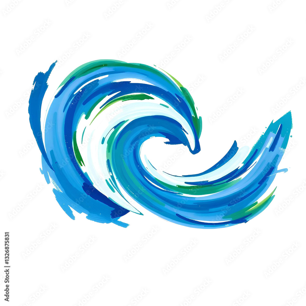 Poster dynamic twisting water wave with an artistic brushstroke effect and fluid movement – high quality pn