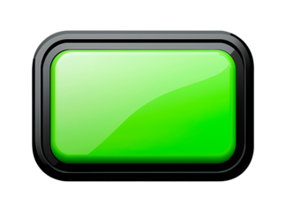 Green push-button design with three-dimensional effect isolated on a transparent background