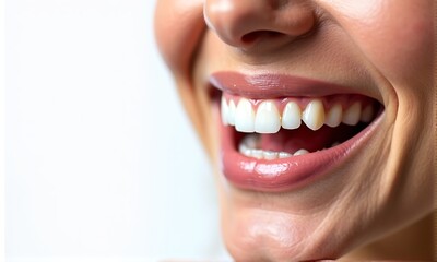 Fototapeta premium Close-Up of a Smiling Woman Showcasing Healthy White Teeth