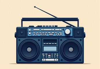 Fototapeta premium Vintage Boombox with Cassette Deck and Radio
