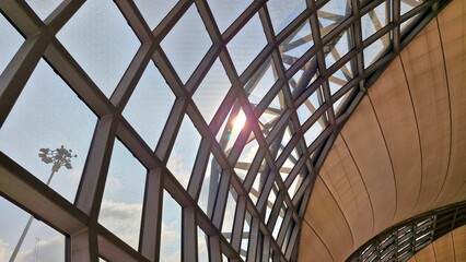 Obraz premium Beautiful sunrise in suvarnabhumi airport thailand.