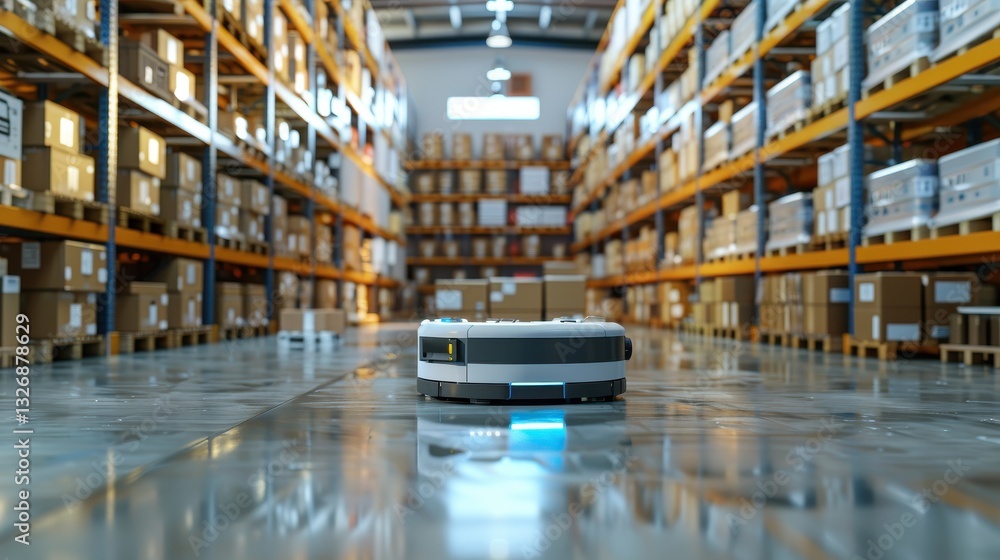 Poster ai-driven automation transforming warehouse operations for faster deliveries highlighting smart logi