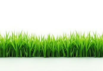 Obraz premium Green Grass Blades on White Background