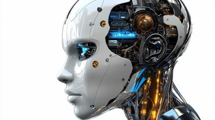 Fascinating cyborg head showcasing advanced artificial intelligence.