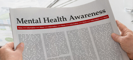 Newspaper with the headline Mental Health awareness