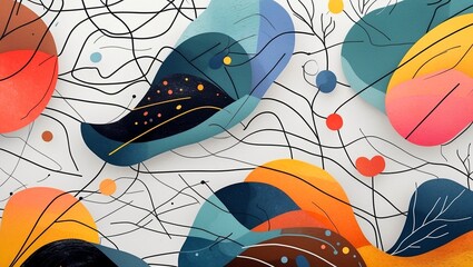 Vibrant abstract line art on soft white background