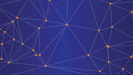 The background showcases a network of polygonal lines and dots, seamlessly linking together, all set against a cool blue hue for a clean, modern feel.

