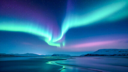 Naklejka premium a night sky with a aurora