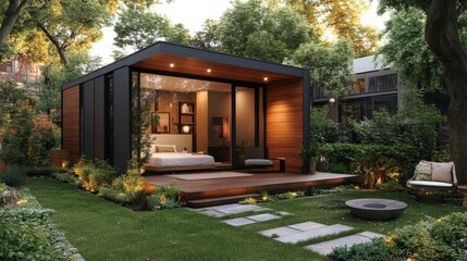 Small Home or Studio Perfect for Backyard Living and Additional Space with Clean Lines and Minimalist Decor