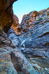 Towering Red Rock Canyon Textures Upward View