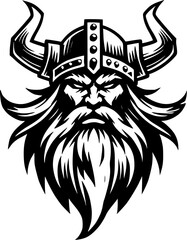 viking, nordic, warrior, knight, beard, horns, symbol, horned norseman, emblem, barbarian man, head, icon, helmet, brand, identity, vector, image, graphic