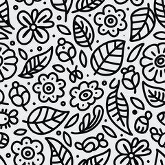 seamless floral doodle pattern with flowers