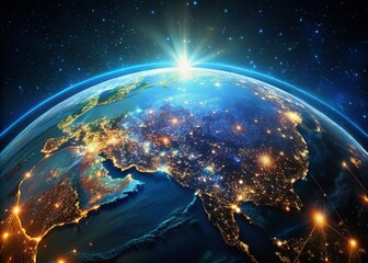 Flat Earth Night Photography: Illuminated Globe at Night