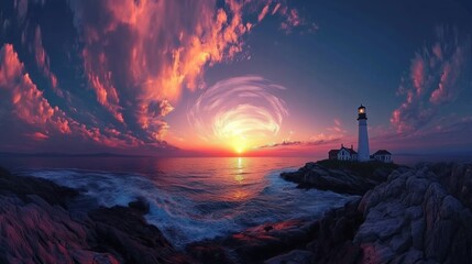 Cape Ann Sunset: Eastern Point Lighthouse, Iconic Landmark on the Massachusetts Coastline