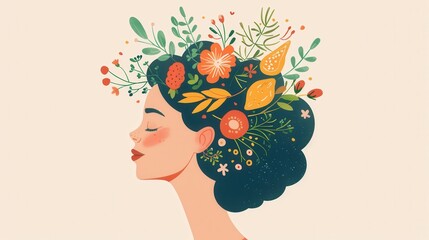 Mental health and well-being connected to plant-based nutrition representing holistic wellness
