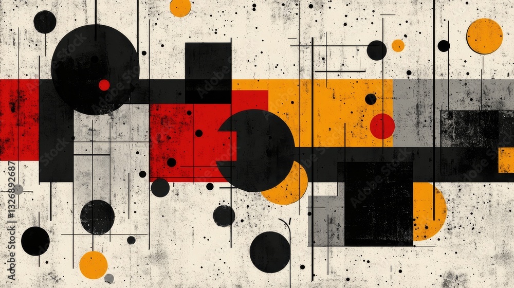 Poster abstract geometric shapes composition on textured background. possible use stock photo for design, a
