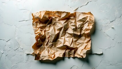 Vintage crumpled parchment paper on white background