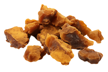 A handful of propolis isolated on a transparent background.